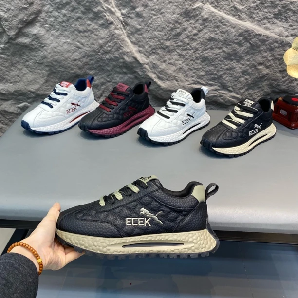 四季新款低帮系带增高厚底百搭老爹鞋舒适轻便防滑运动休闲男鞋