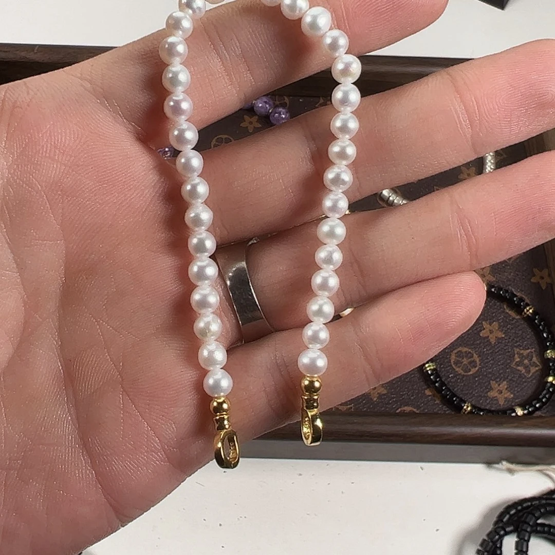 淡水珍珠银S925镶嵌手绳溜达玩溜达玩