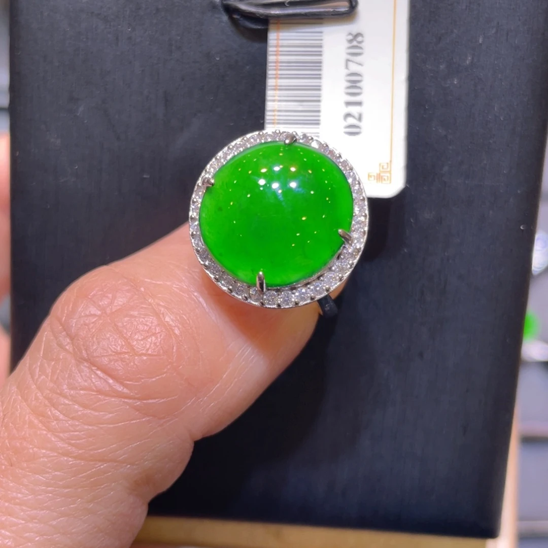 翡翠银S925镶嵌颈饰戒指