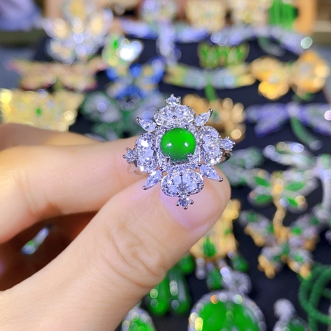 吊坠(不含链)银S925镶嵌翡翠