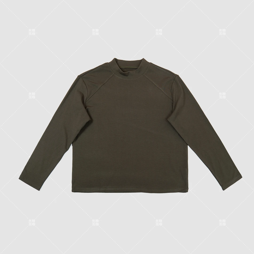 秋冬长袖T恤女设计师款长袖t恤磨毛保暖内搭半高圆领打底衫