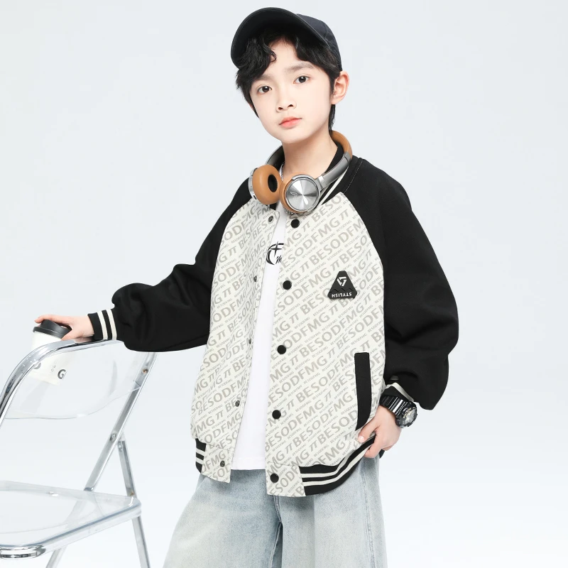 男童春秋款外套2025新款拼色棒球服中大童上衣酷潮【A5142