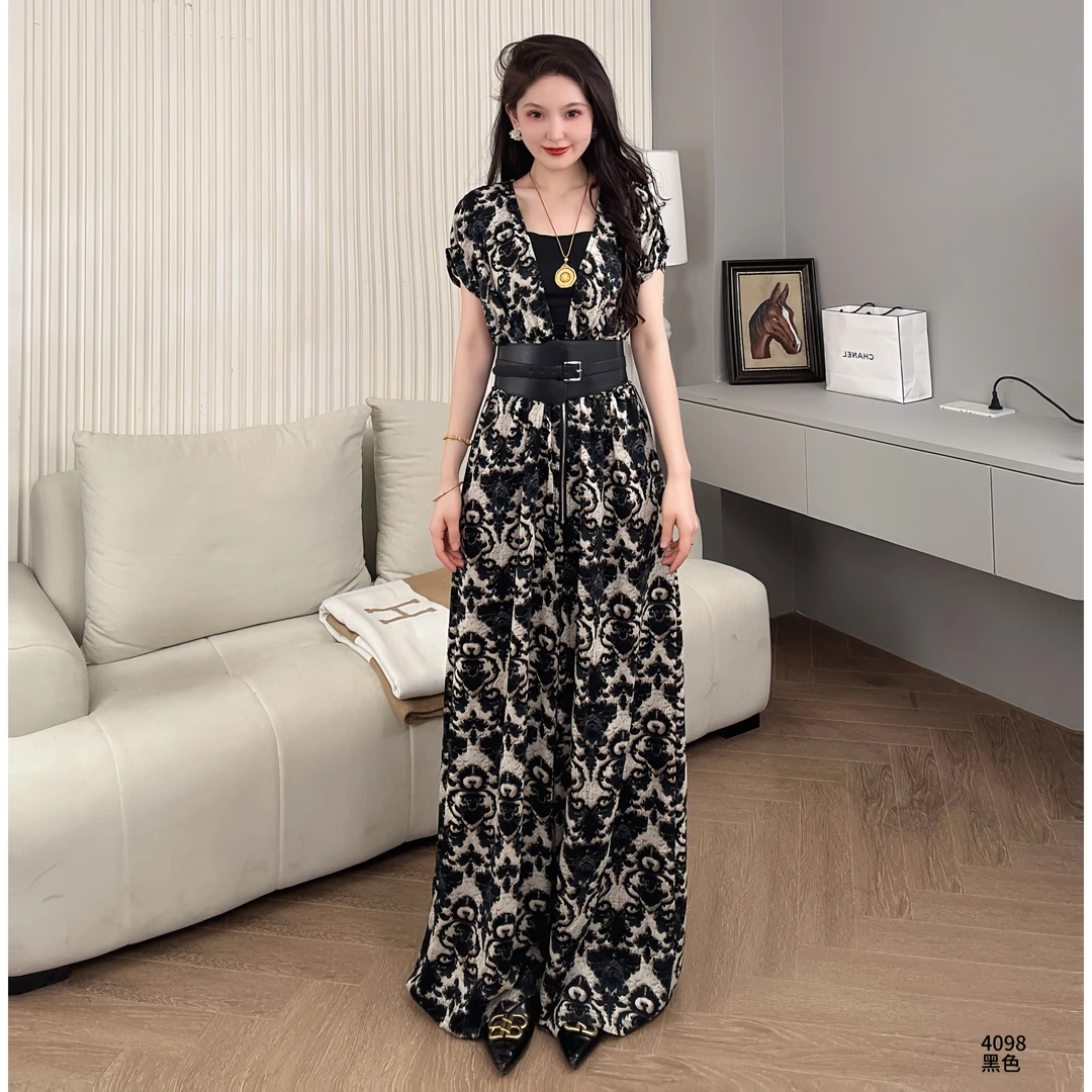 Saeda女装时尚潮流设计碎花连体裤腰带内搭YF4098