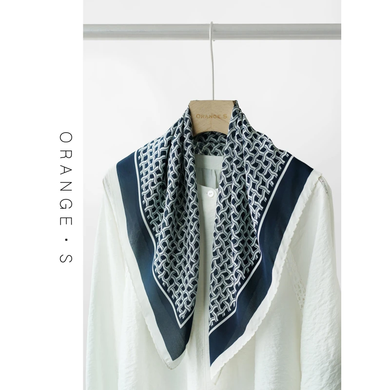 真丝双绉中方巾！【编织艺术】简洁低调100%桑蚕丝围巾丝巾女65cm