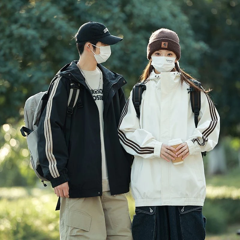 25春秋防风登山情侣冲锋衣外套男女同款秋季休闲户外防水连帽夹克