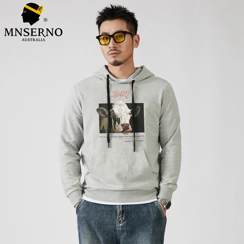 曼西尔奴男士时尚休闲百搭纯棉动物印花连帽长袖卫衣22217261TM