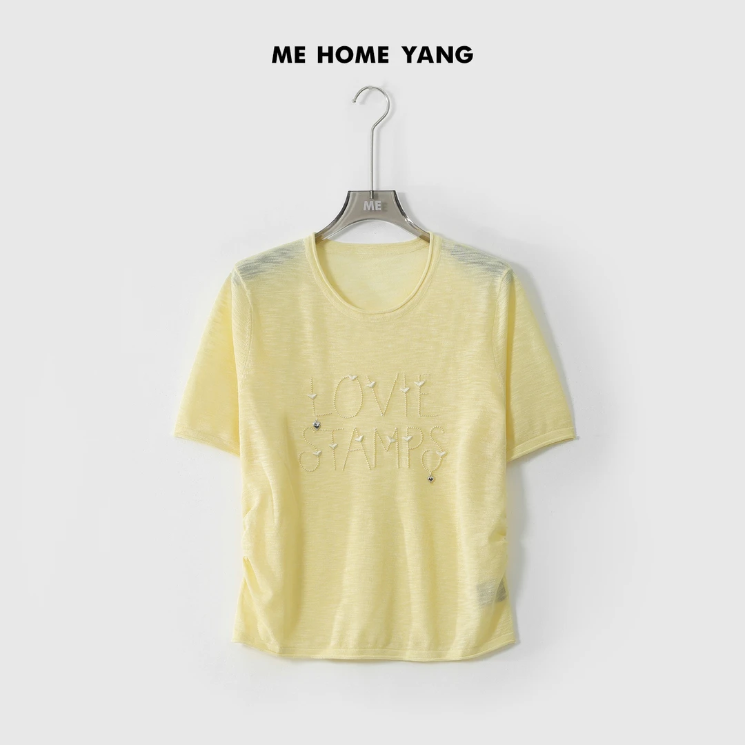 ME【爱心钉珠小衫】重工刺绣轻柔弹力显瘦舒适百搭针织衫MESS2935