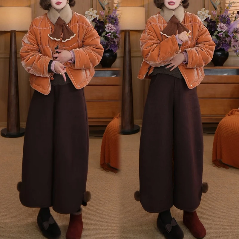 长袖上衣外套时尚休闲裤套装复古色调日常2025时尚套装