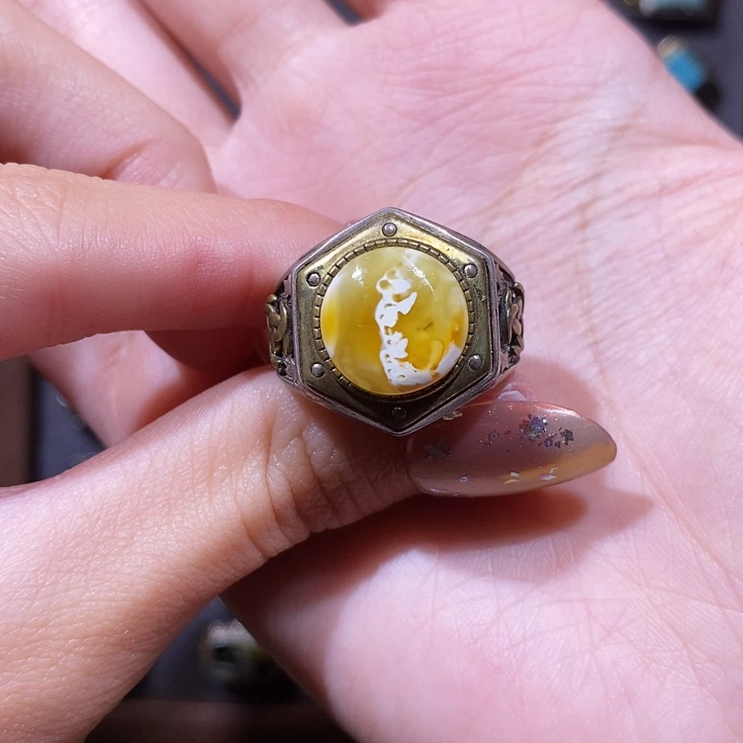 琥珀银S925镶嵌戒指北****）