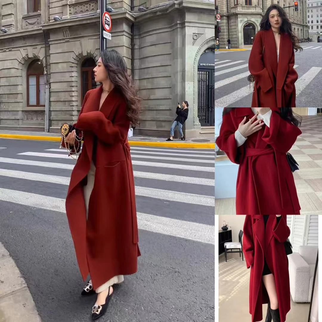 B301-400双面羊绒大衣女秋冬款气质韩版高级感宽松中长款毛呢外套