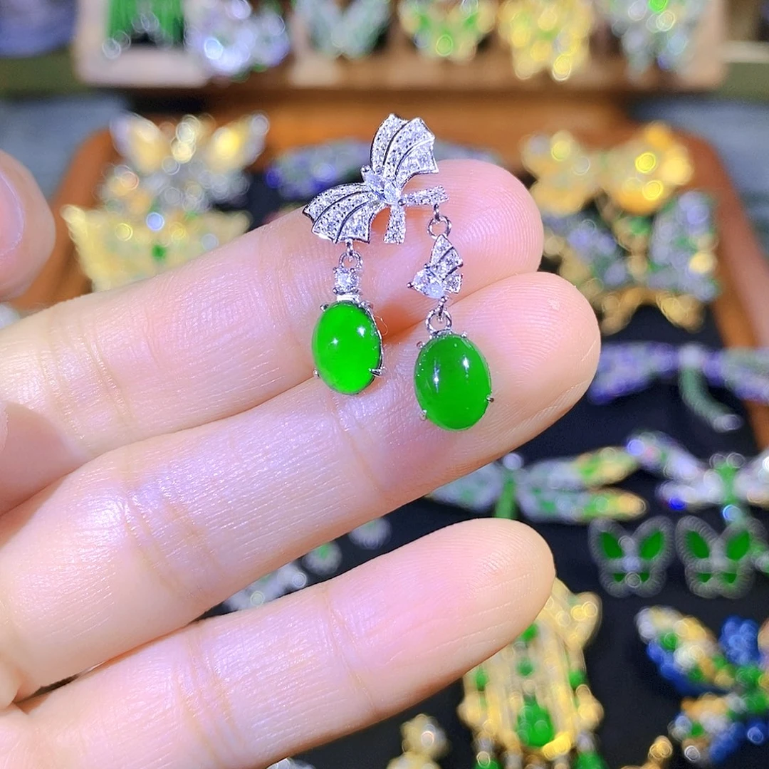 吊坠(不含链)银S925镶嵌翡翠