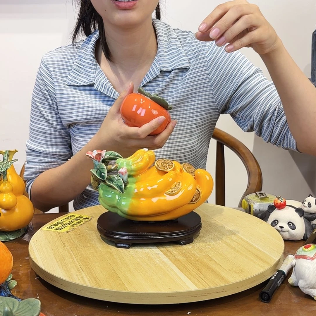 陶瓷佛手摆件99柿子1