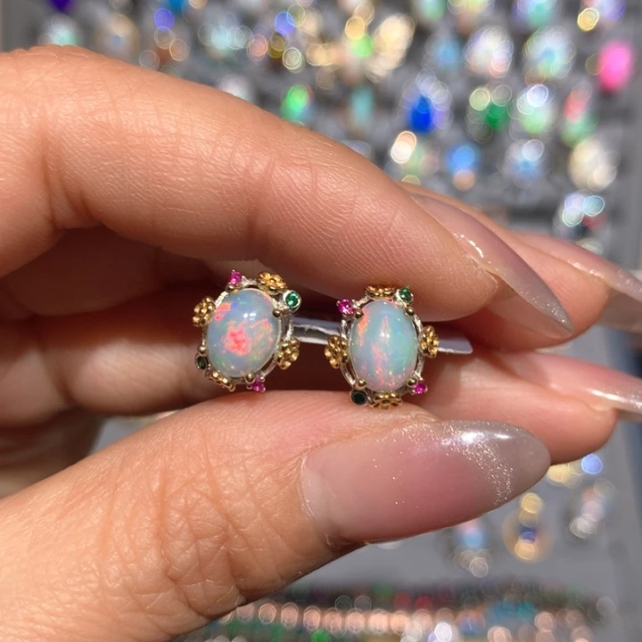 欧泊欧泊耳饰银S925镶嵌