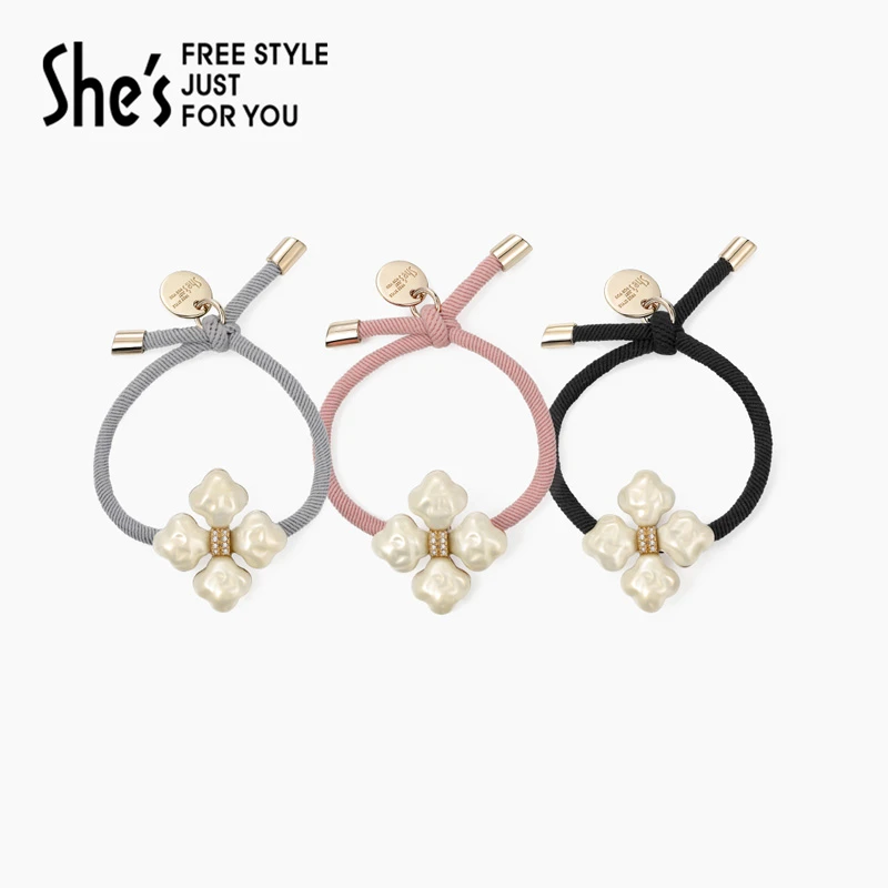 shes轻简循迹工艺四叶马尾发绳高级感发圈礼盒母亲节简约