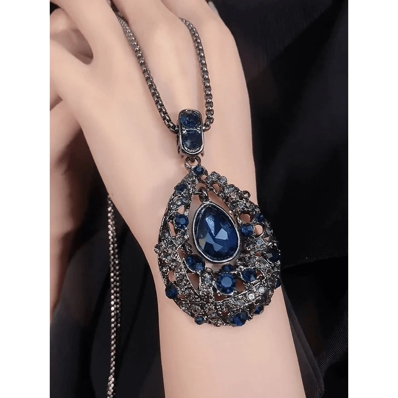 非金属玻璃吊坠 倾城之恋长款秋冬毛衣链轻奢个性气质穿搭配饰