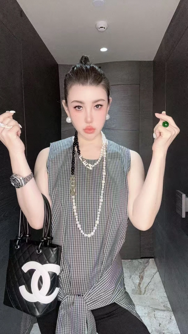 【HAV】新款时髦圆领无袖格纹背心