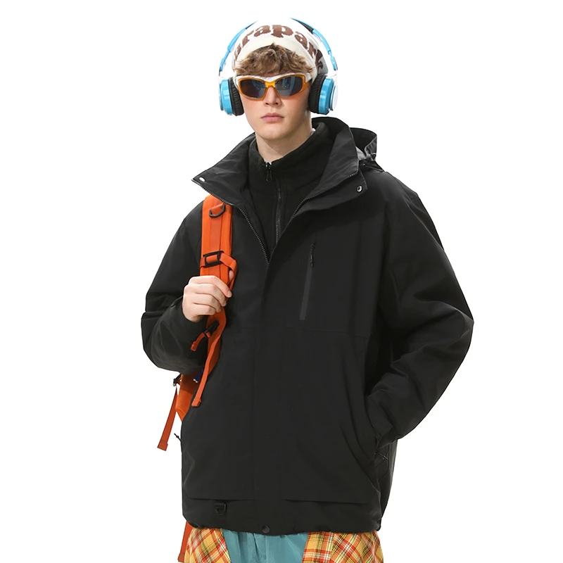 户外三合一防风冲锋衣女秋冬新款两件套宽松登山三防棉服外套男女