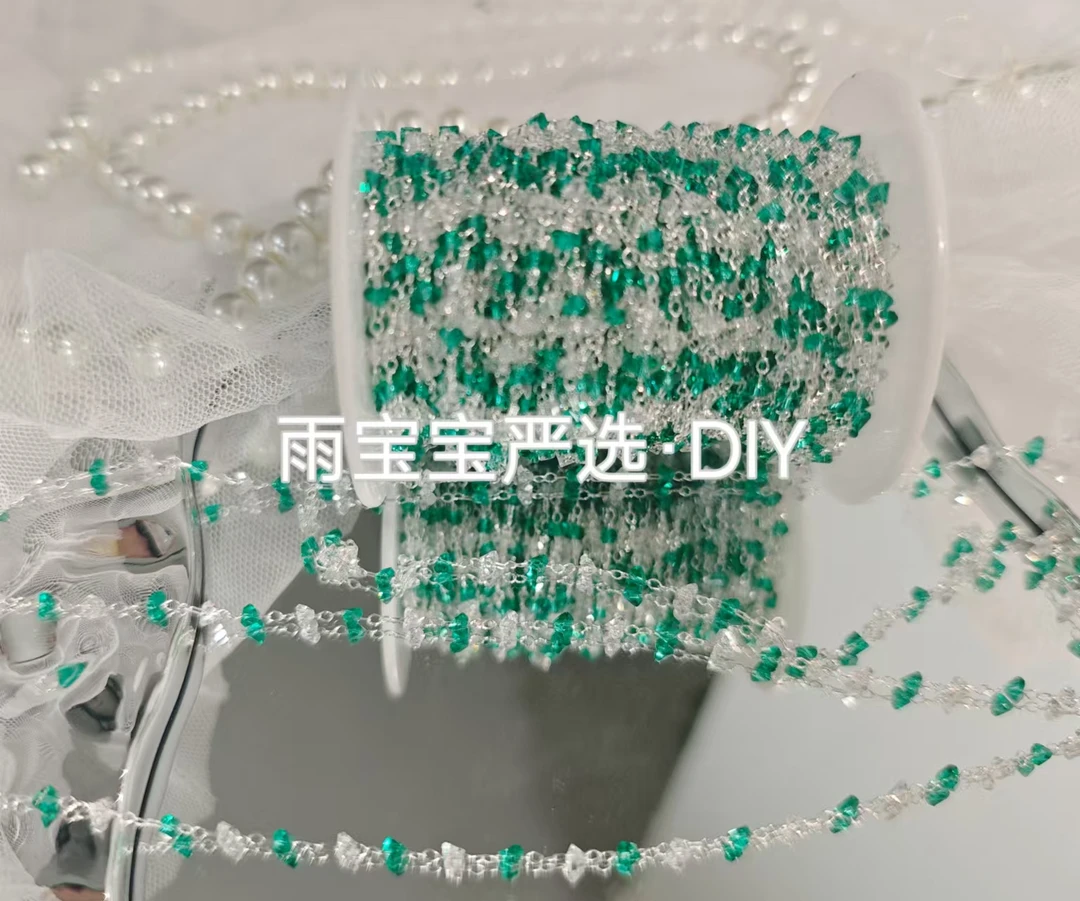 雨宝严选· DIY L00387  超美银绿色2mm三角晶晶diy链条