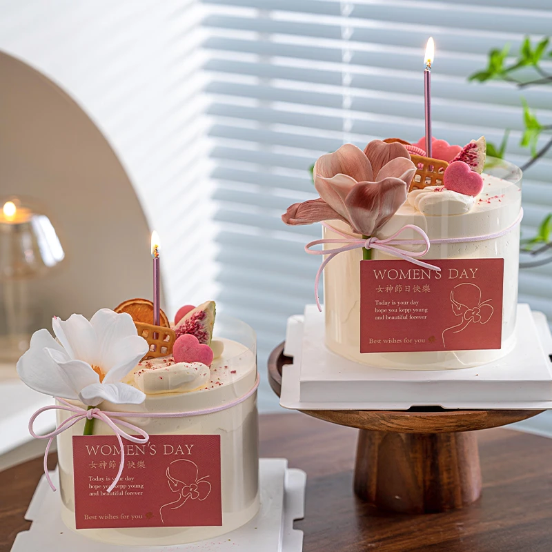 2025女神节快乐唯美蛋糕装饰3.8女王节派对甜品台仿真郁金香插件