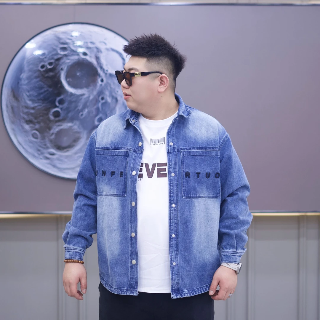 大码男装 春季新款 牛仔外套71363字母