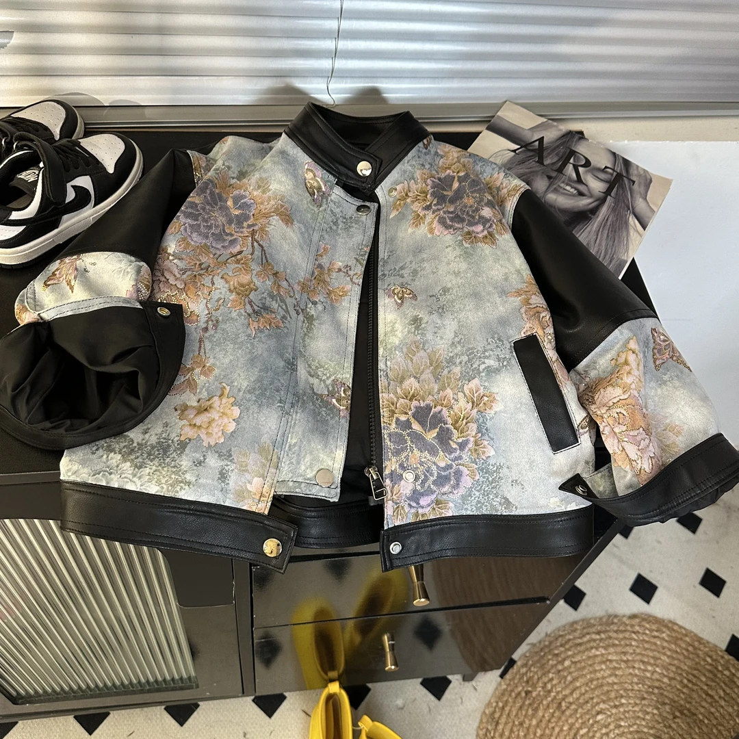 皮衣童装新款新中式中大童装亲子款