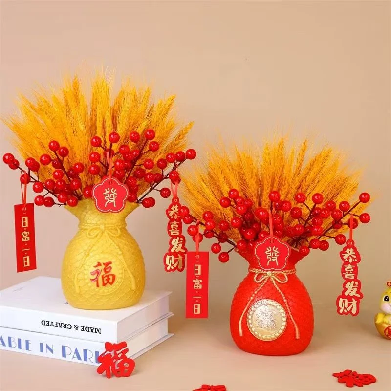 黄金天然麦穗大麦客厅福袋花束摆件乔迁开业金黄摆设仿真花装饰TL