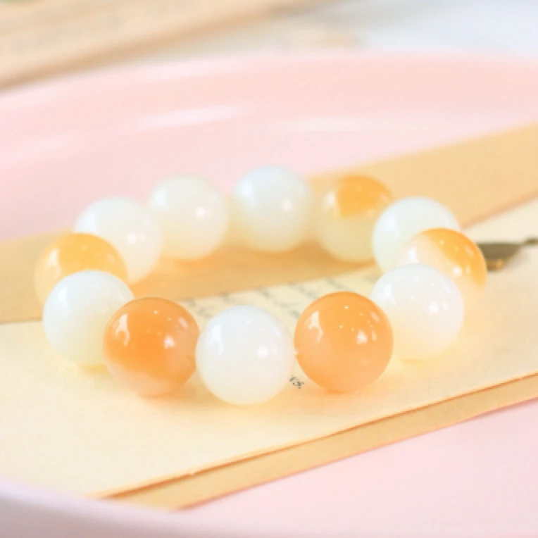 1968370玉美人小程新疆和田玉白润如脂糖色清新且末糖白玉手串