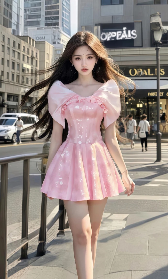 温柔纯欲千金风公主裙粉色V领收腰连衣裙女小众时尚高级氛围感裙