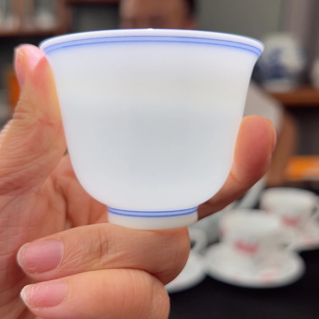 拍一发二 柴窑素胎双圈花神杯