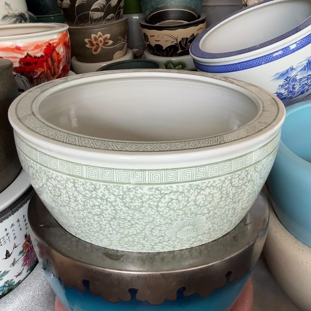 缸正品陶瓷缸青勾莲直径60/40