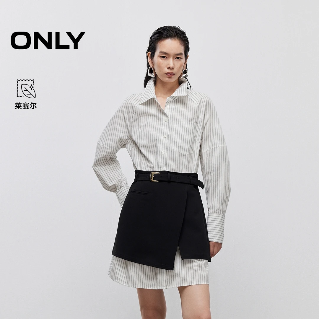 ONLY2025秋季新款显瘦A字套装短裙长袖衬衫裙连衣裙女|125307016