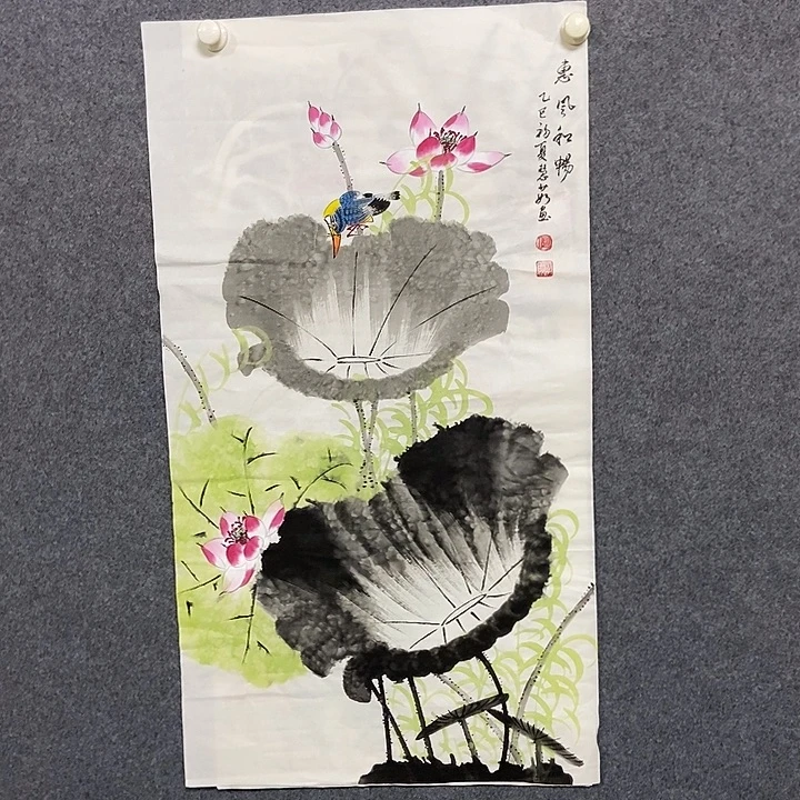国画三尺荷花一副