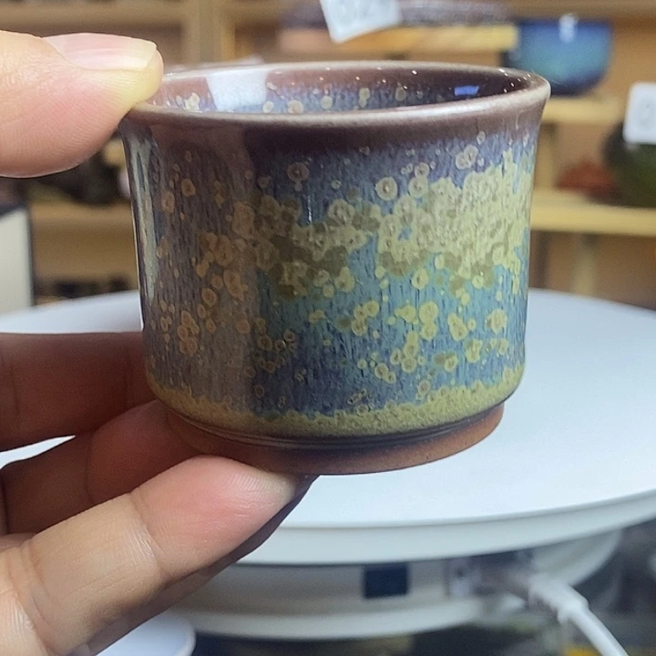陶摆件钧瓷窑变釉主人杯