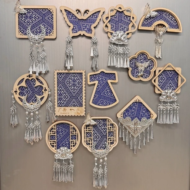 广西壮锦手工木质冰箱贴民族风文化创意纪念品伴手礼