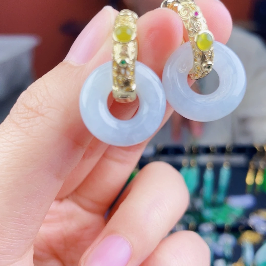 翡翠未镶嵌耳饰饰品