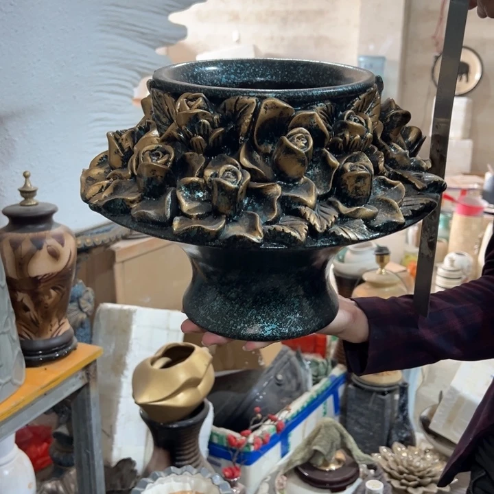 陶瓷花瓶摆件外贸出口微瑕捡漏高26口15公分树脂底部有孔