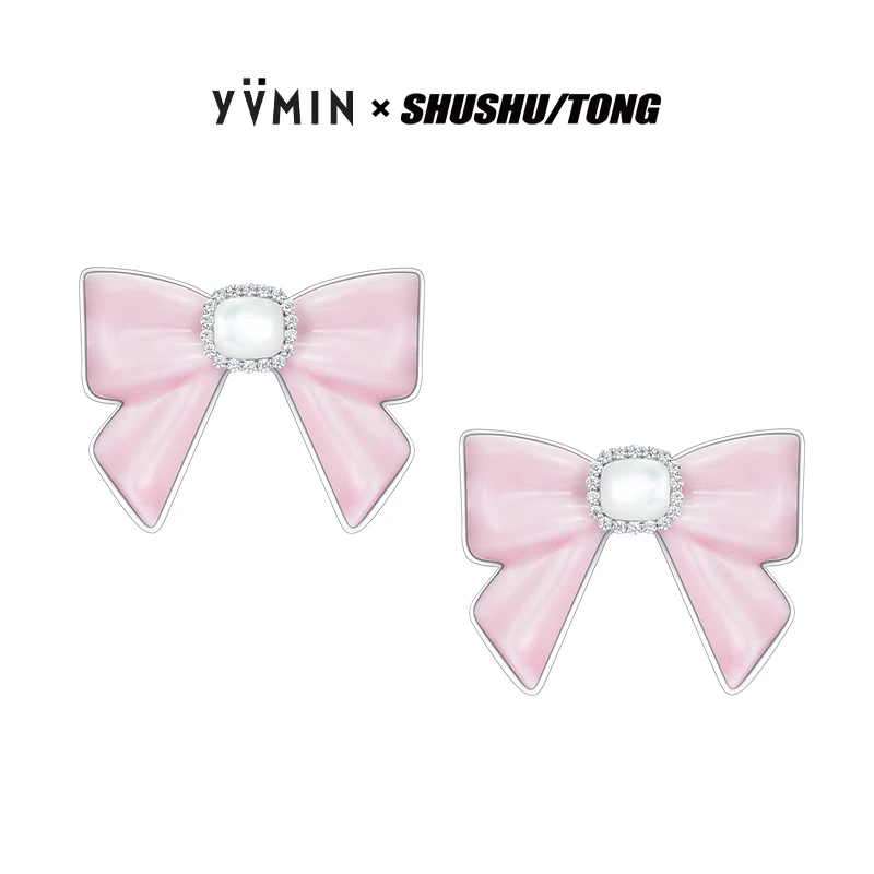 YVMIN/尤目 铜合金陶瓷耳饰 xSHUSHUTONG陶瓷蝴蝶结耳钉