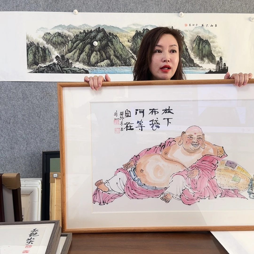 国画人物 布袋和尚 60*90实木框裱 纯手绘 孤品 年底福利