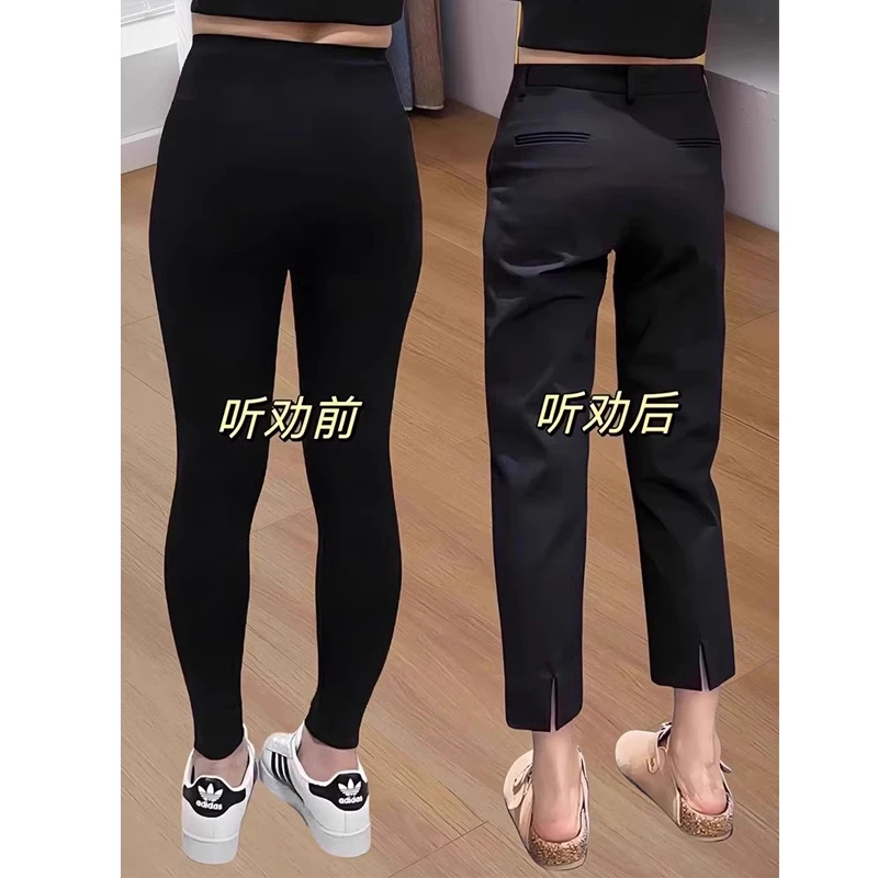 跨大腿粗请~试试开叉直筒休闲裤女2025新款高腰显瘦烟管八九分裤