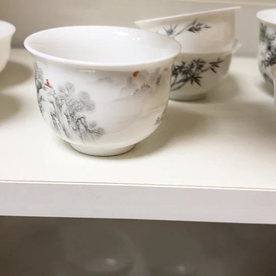 陶手工艺绘画，山水墨竹杯100 CC