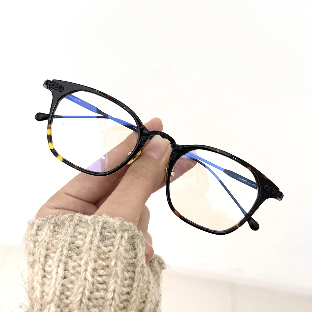 【GGH1491】高品质牛角眼镜架 精致钛架 镜架+1.61防蓝光