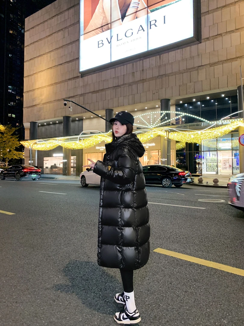 冬季黑金棉服男女同款长款过膝韩版加厚情侣保暧棉衣宽松