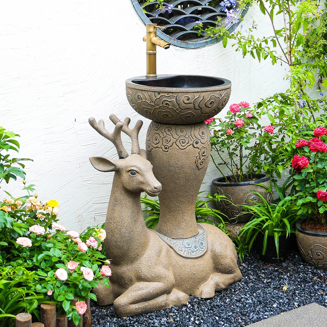 户外庭院洗手盆立柱洗手池民宿院子室外露台室外洗手盆庭院用