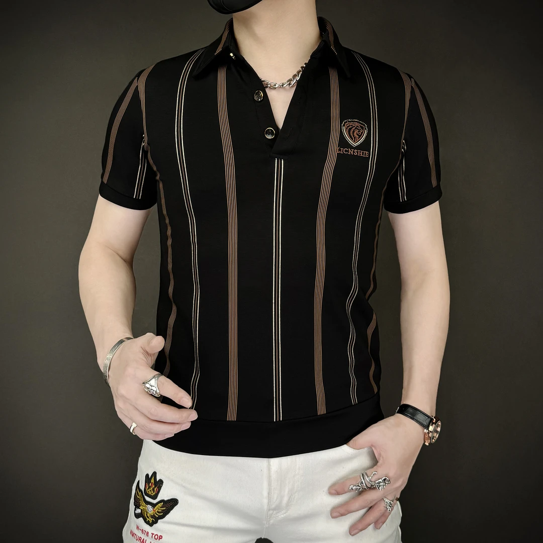 夏季轻奢时尚潮流个性Polo衫绅士男士高品质总裁商务休闲修身半袖