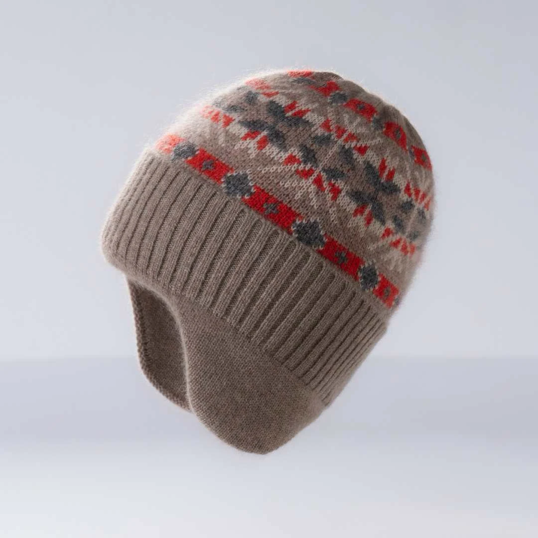 31#S-443 儿童提花针织羊绒帽 护耳帽