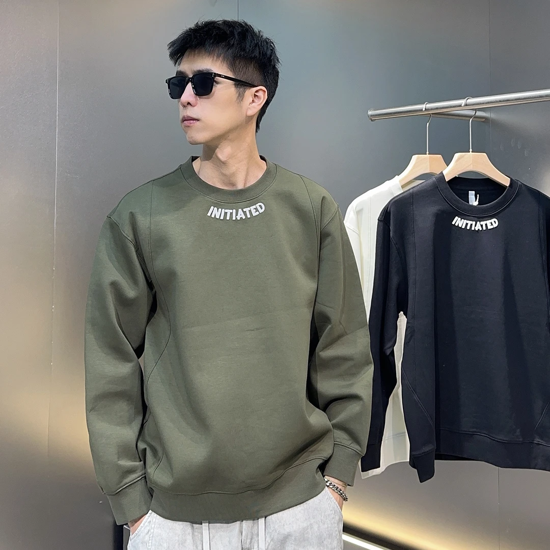 【早秋上新】2025秋冬新款高品质空气层面料宽松圆领卫衣男刺绣