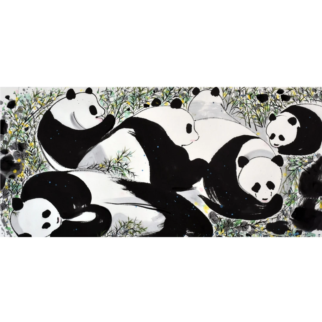 HM4537 熊猫 68×137cm 纸本镜片 8.4平尺