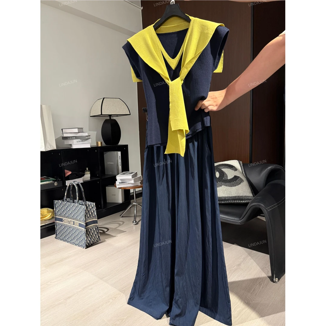 大君君 南油欧货慵懒INS风休闲风时尚套装（上衣+披肩+裤子） T048