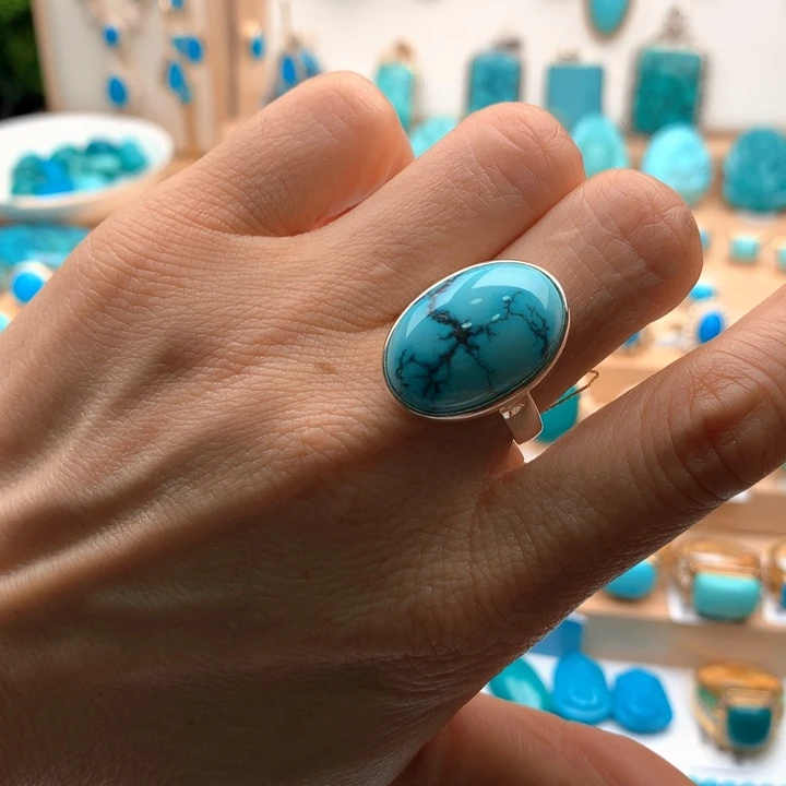 绿松石银S925镶嵌珠宝奇石