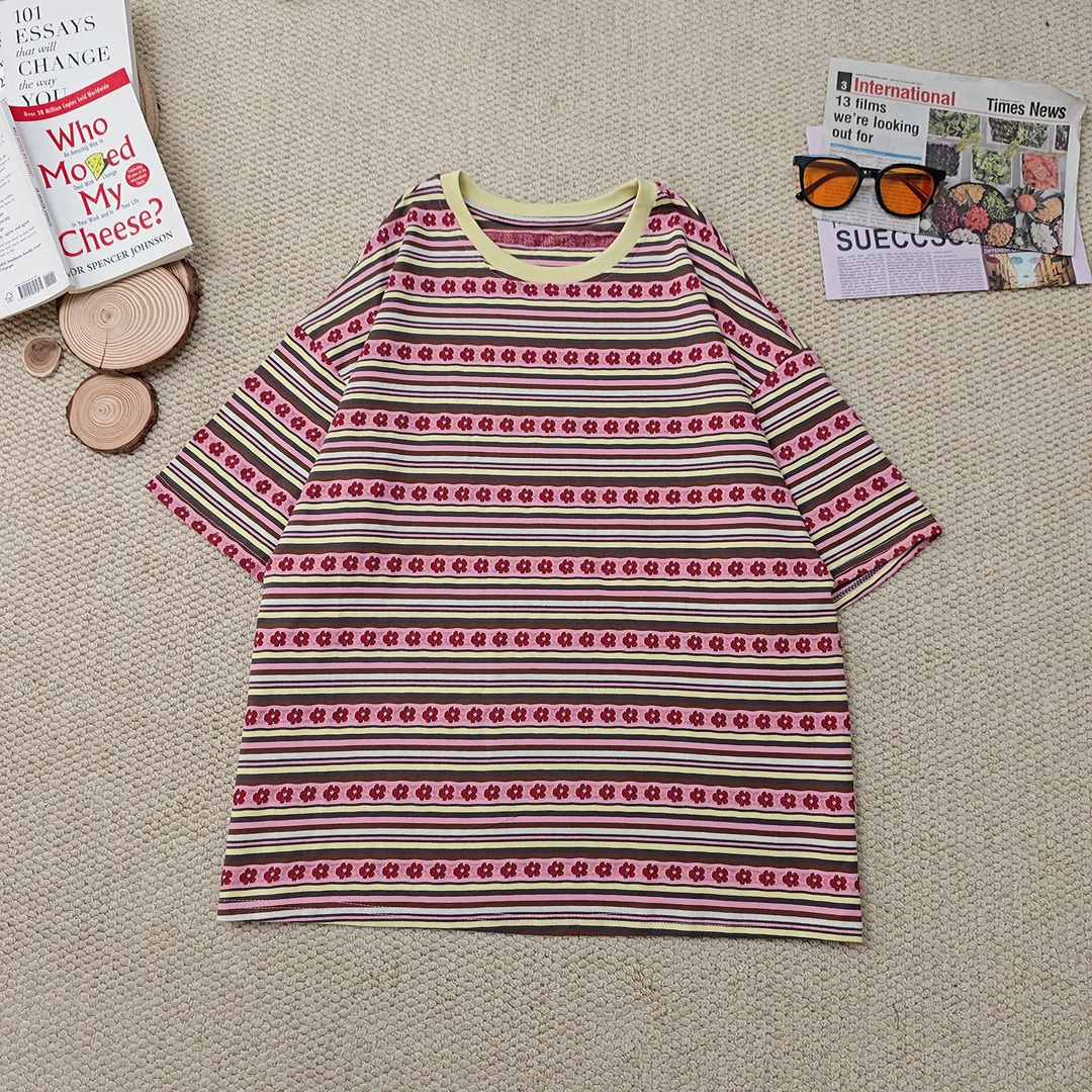 2025夏季新款条纹防晒针织短袖T恤2499